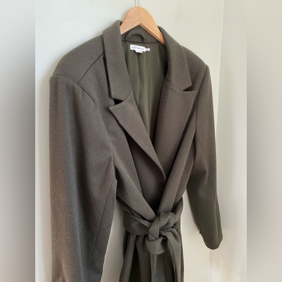 Good American Twill Tie Waist Belted Blazer Dark Green Size 4XL Academia Preppy - Picture 4 of 14